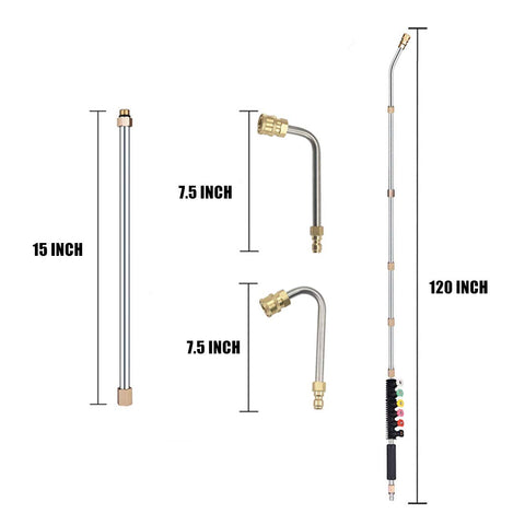 Selkie six 15-inch straight wands extend reach for tall cleaning tasks.