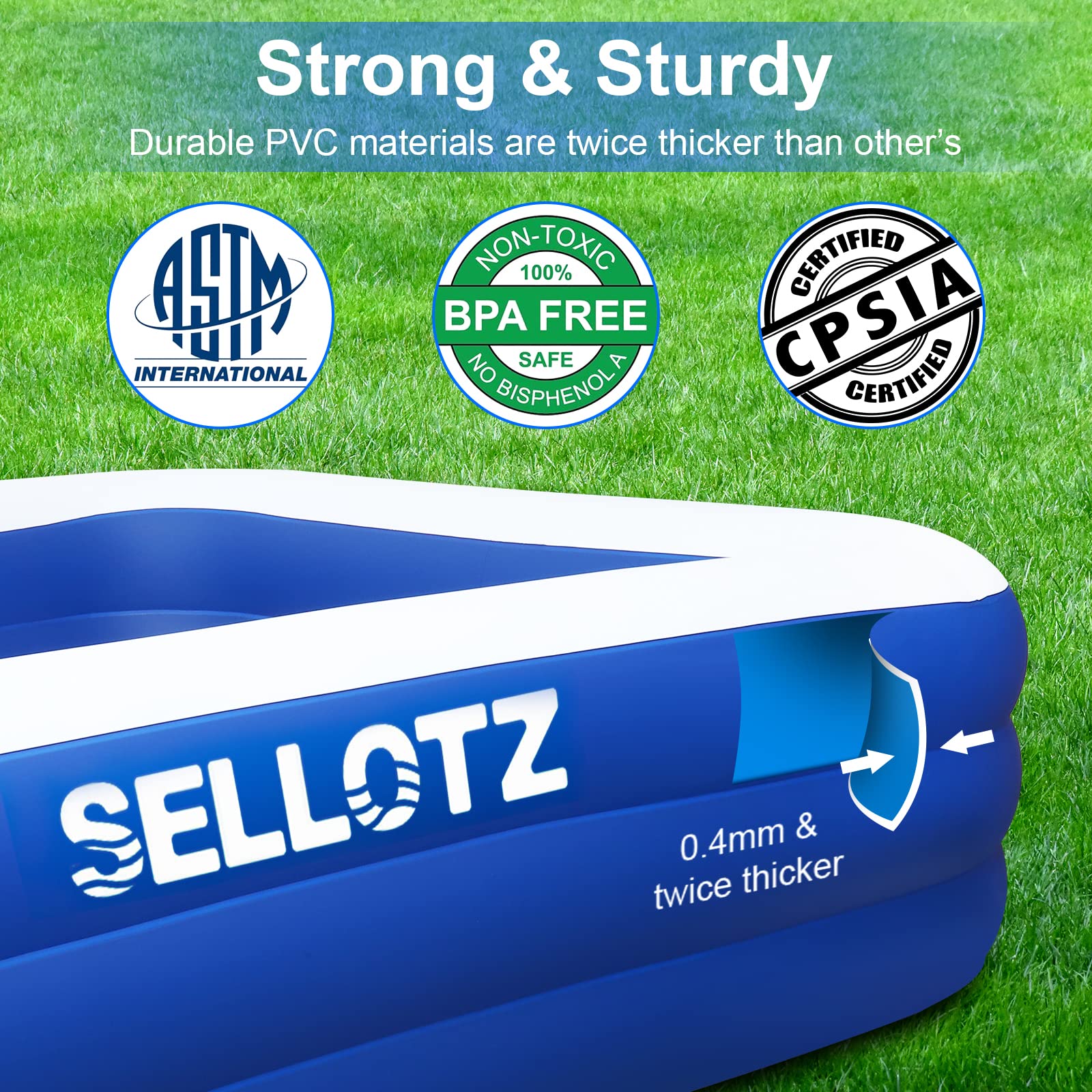 SELLOTZ pool easy-pump-setup showing fast inflation and quick usability