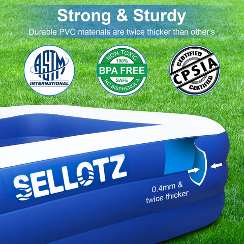 SELLOTZ pool easy-pump-setup showing fast inflation and quick usability