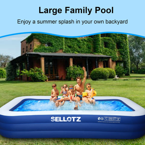 SELLOTZ inflatable pool kids-playing scene highlighting safe, roomy water play