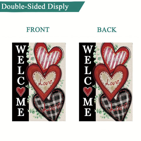 Semneroy 3-pack garden flags ready to display in packaging.