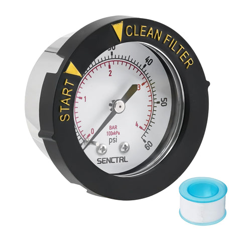 Senctrl dual scale reads psi and bar for versatile testing in pools and spas