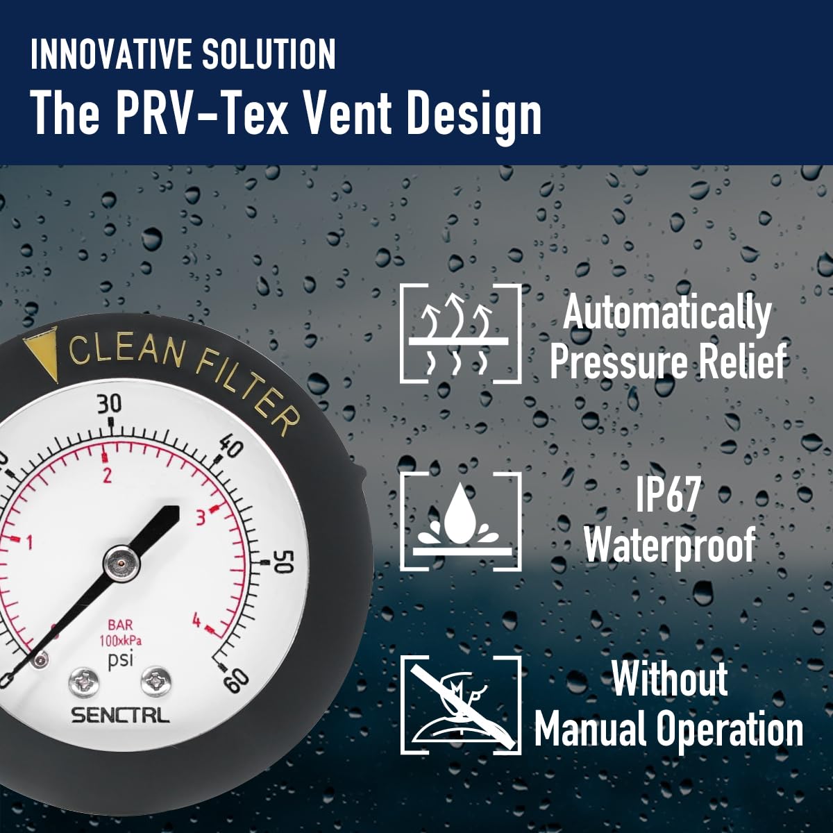 Senctrl IP67 waterproof design withstands moisture and splashes for outdoor use