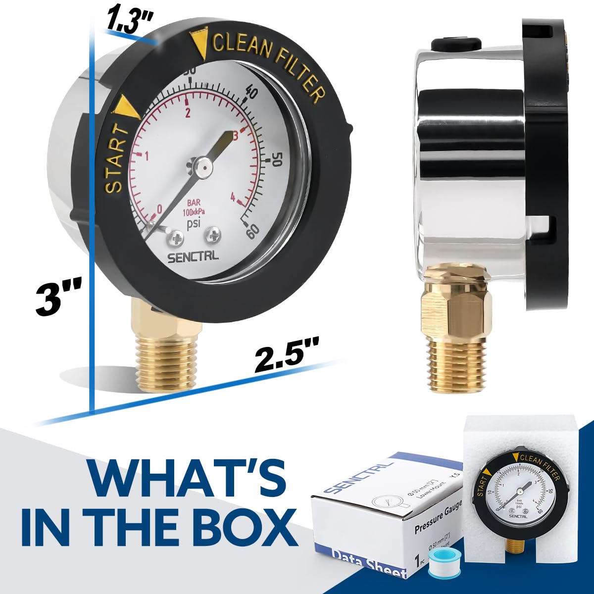 Senctrl lower-mount 1/4 NPT thread allows easy installation.