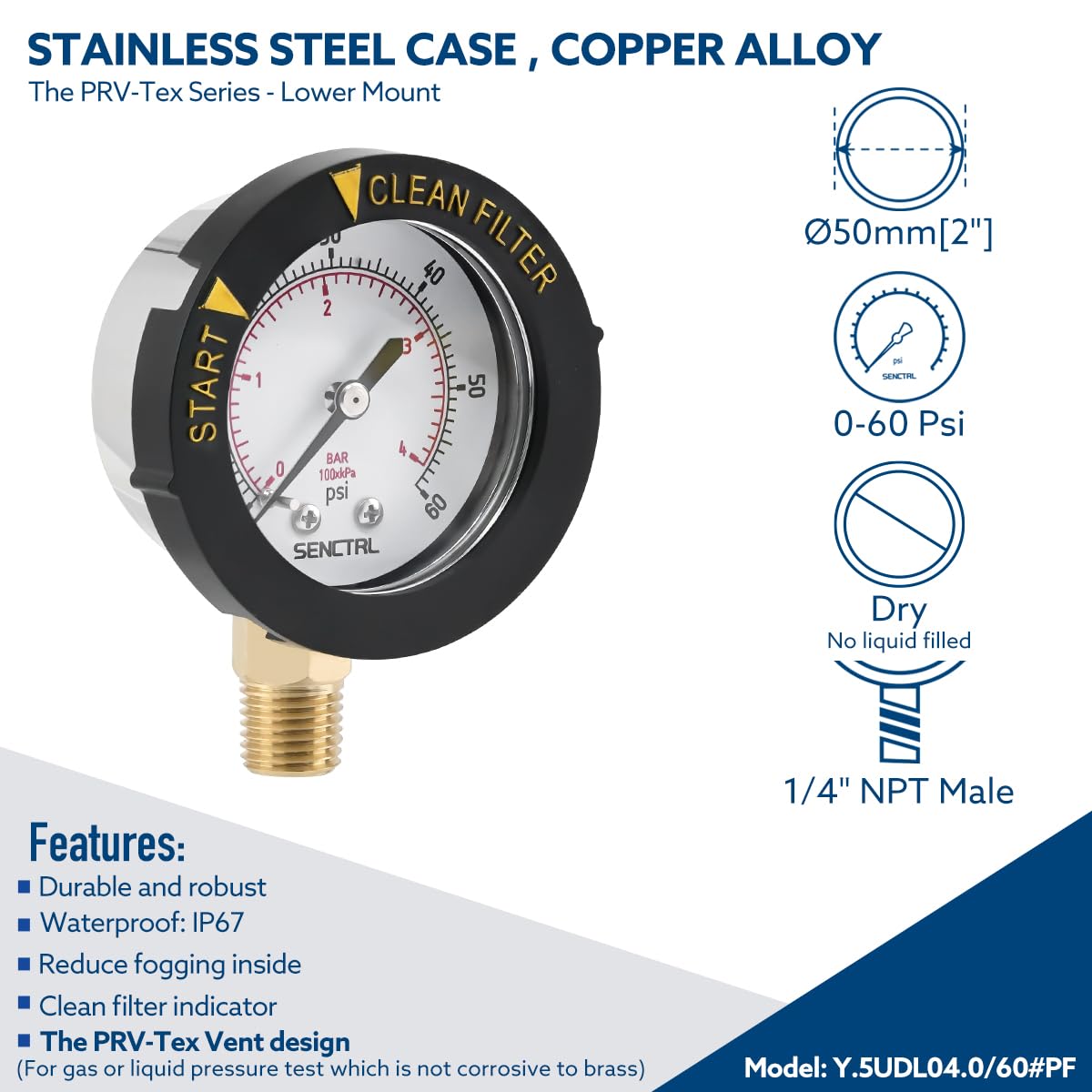 Senctrl stainless-steel casing highlights durability and corrosion resistance for wet environments.