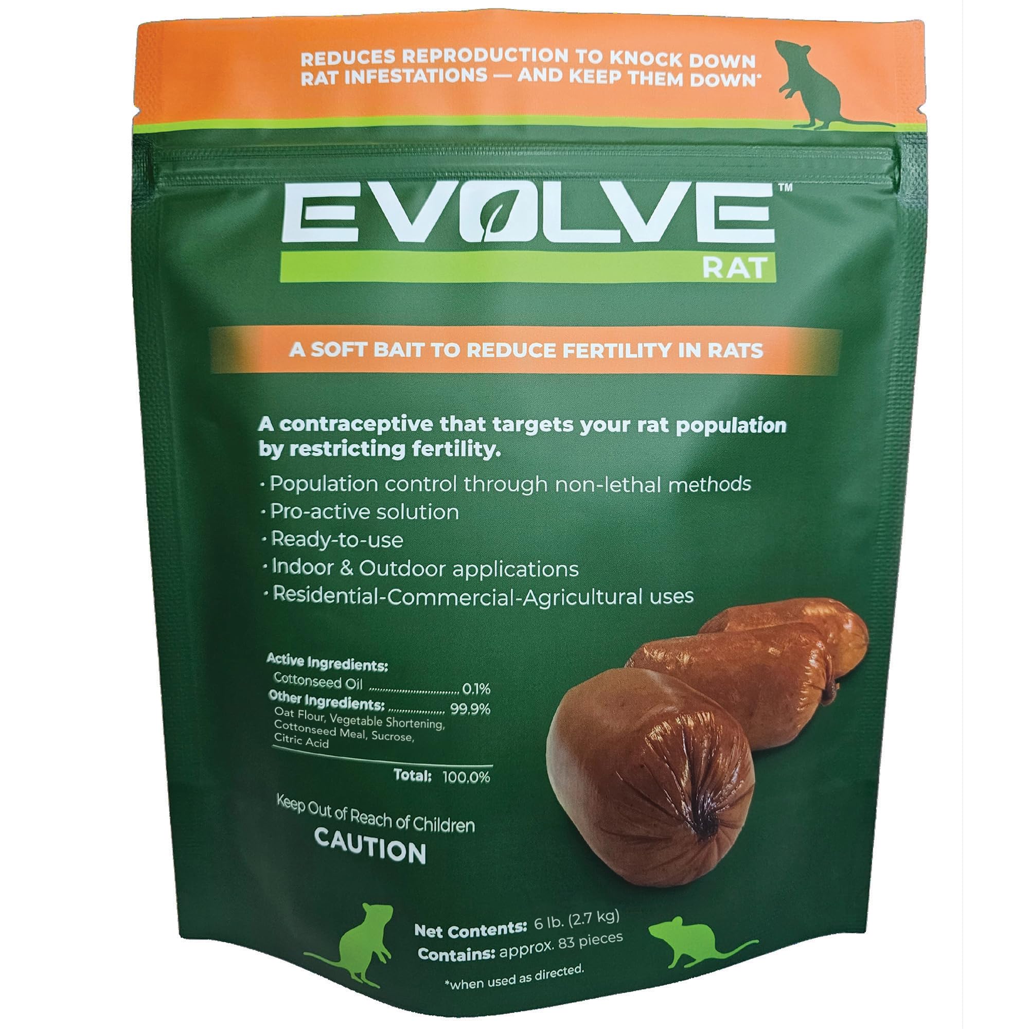 SenesTech Evolve soft-bait sausages come in a 6 lbs pack for management.