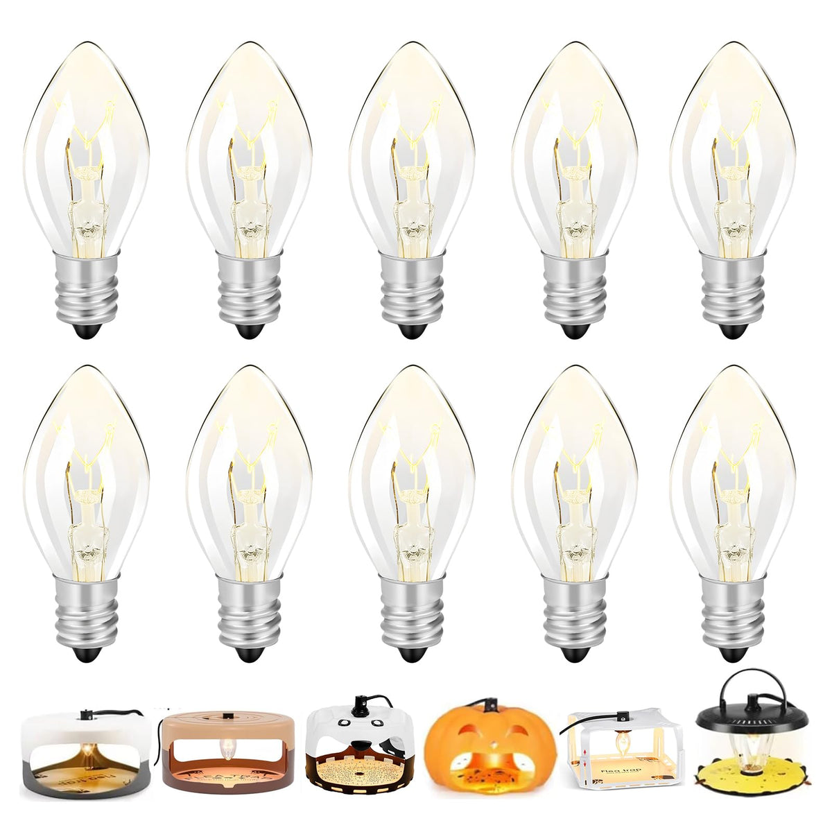 Senitek Earpads flea trap bulb 7W pack-10, long-lasting replacement for reliable lighting.