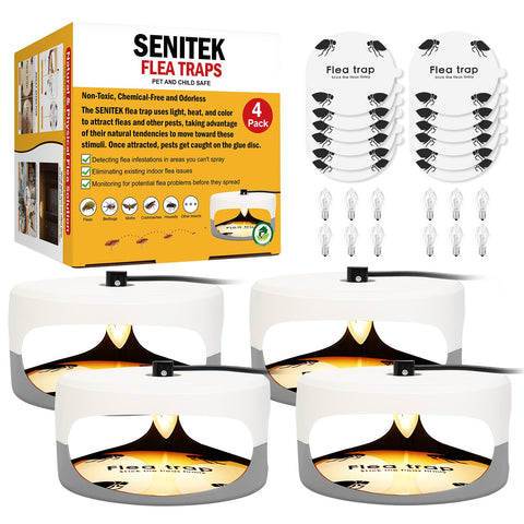 SENITEK EARPADS flea trap setup near a pet bed for year-round control