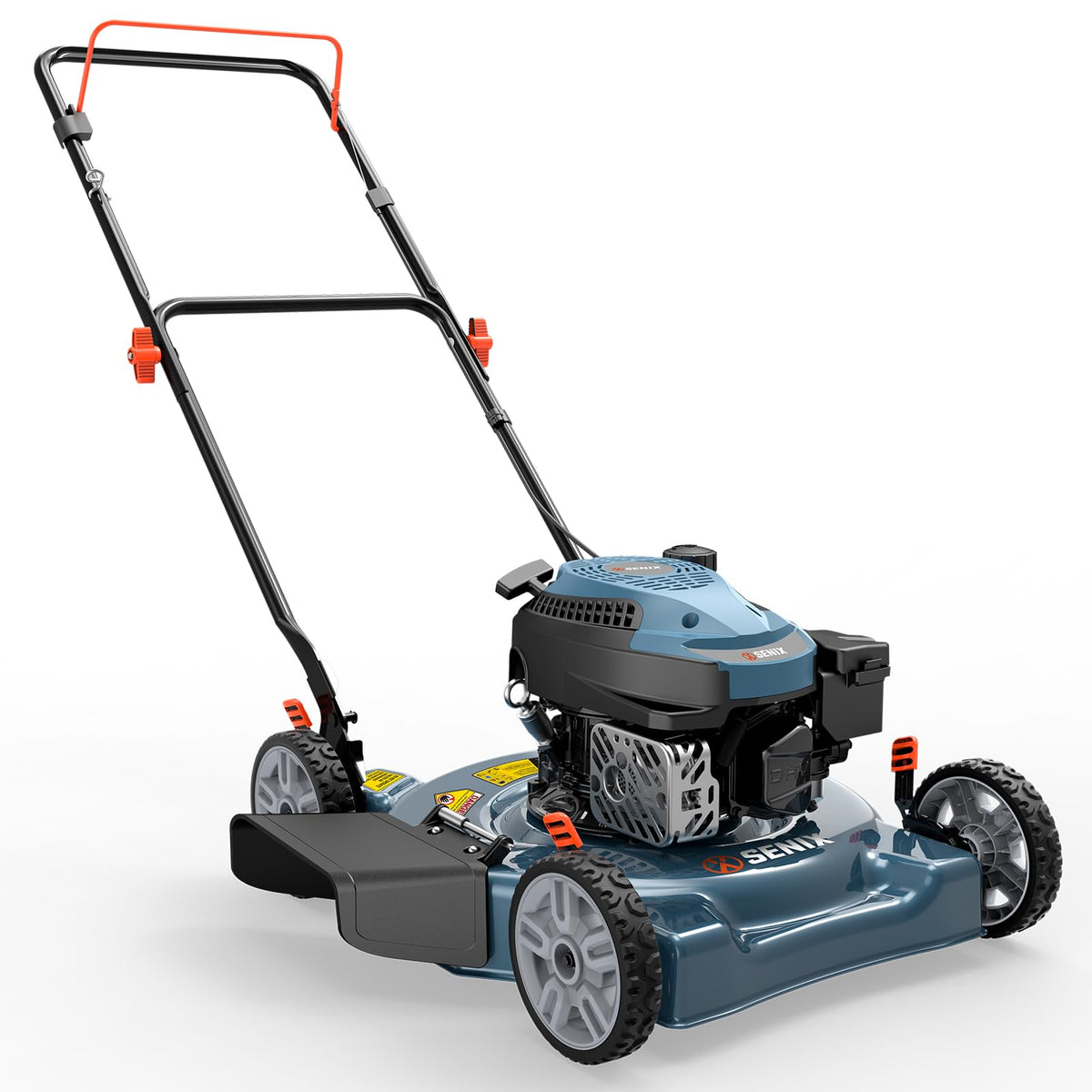 SENIX 20-inch lawn mower front view for reliable, wide-area mowing efficiency.