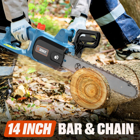 SENIX chainsaw ergonomic, lightweight handle design reduces fatigue during trimming.