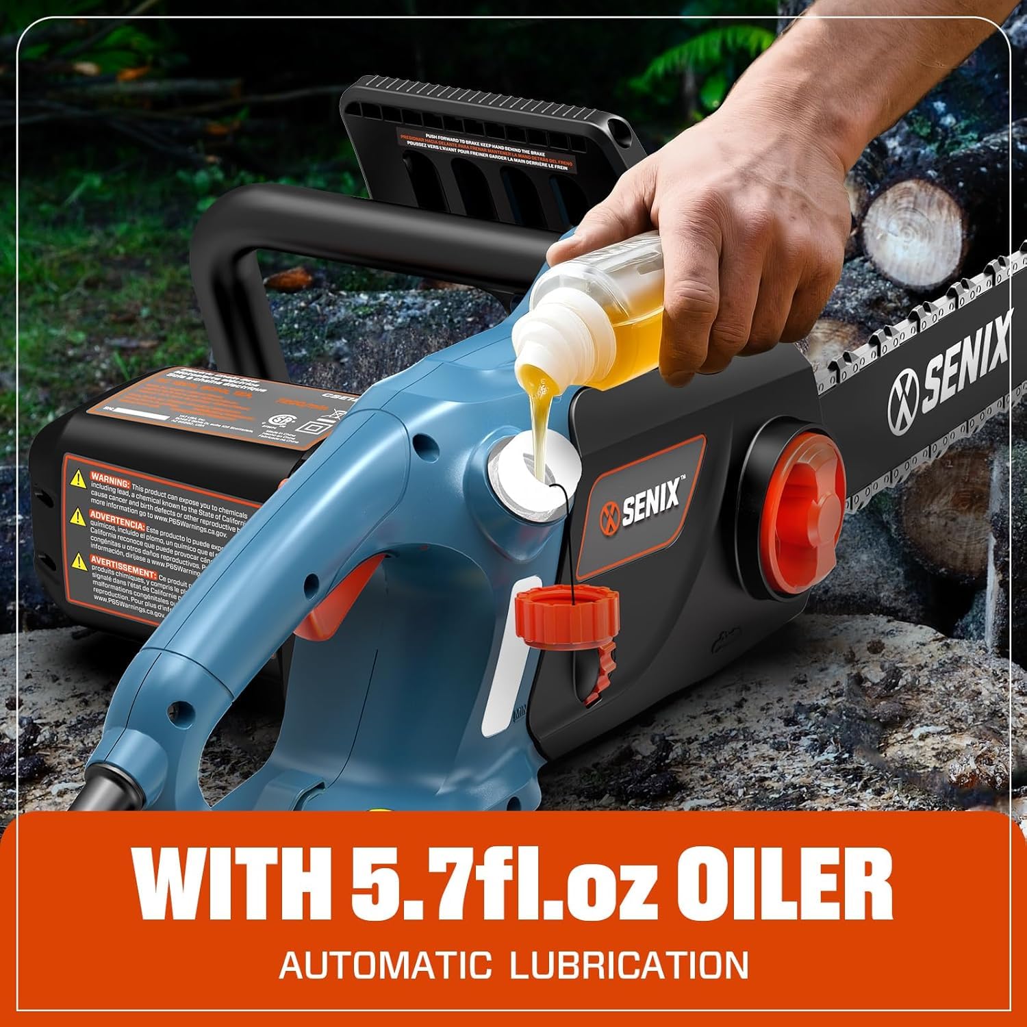 SENIX chainsaw 5.8 oz oil tank with automatic lubrication