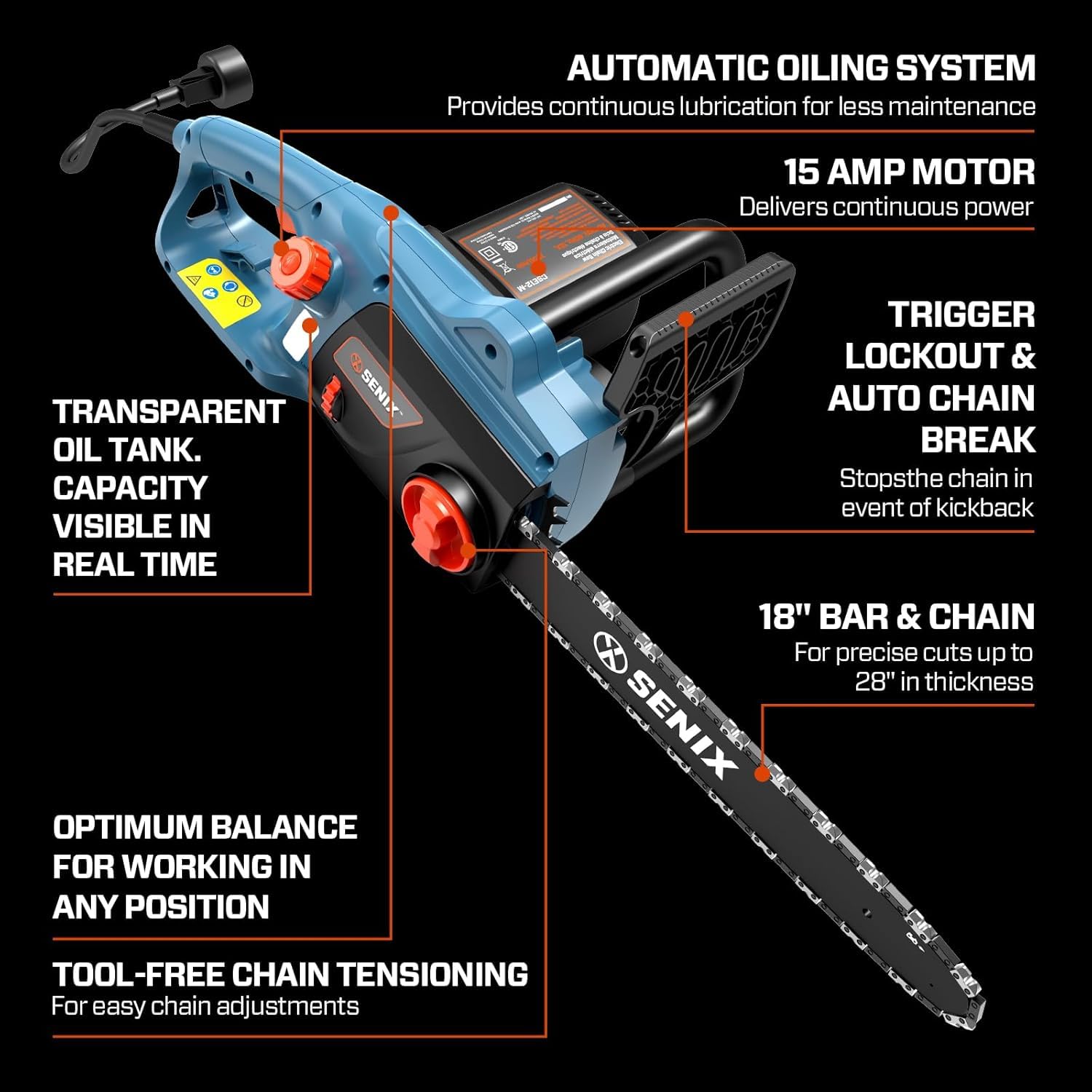 SENIX Chainsaw pruning branches and hedges with precision