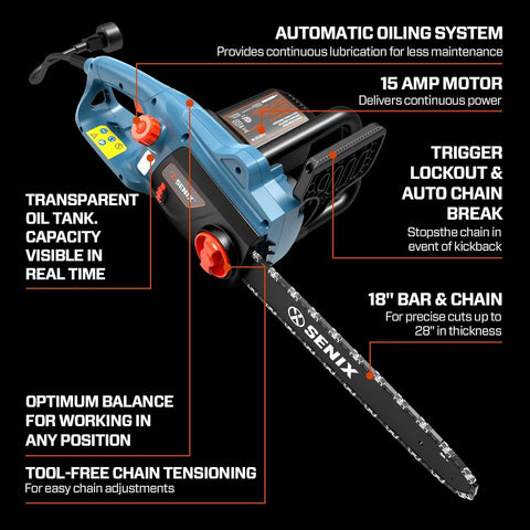 SENIX Chainsaw pruning branches and hedges with precision