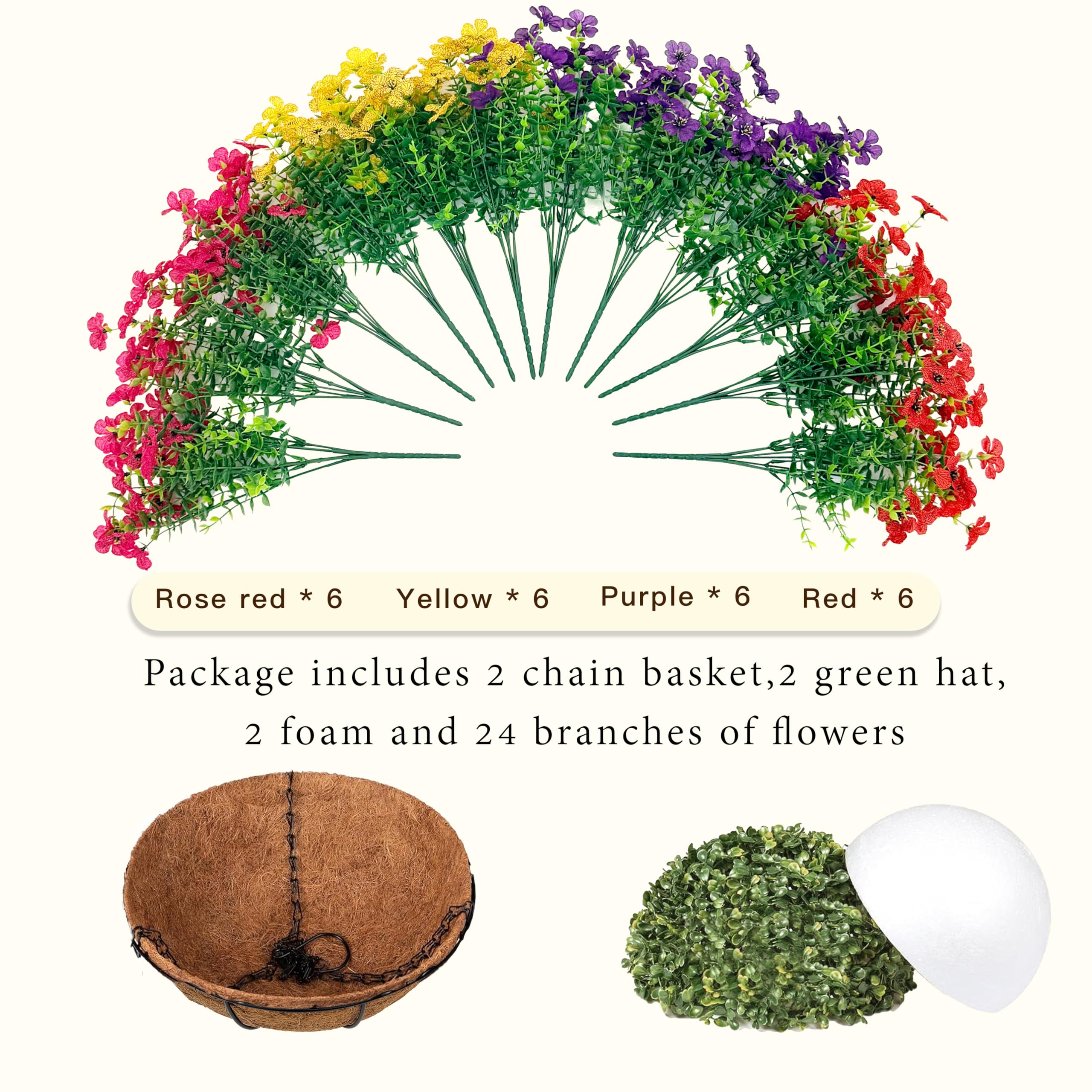 Senjie wildflower style faux flower bundles for seasonal curb appeal