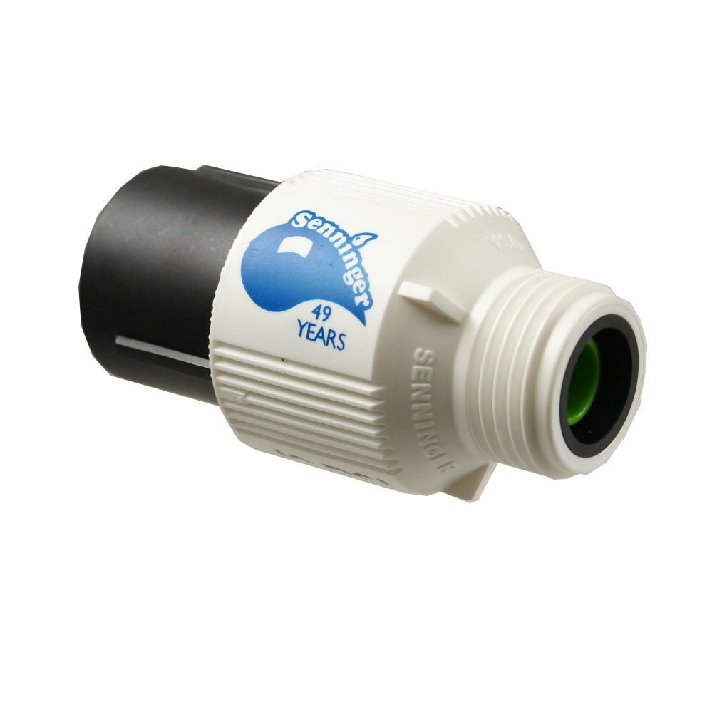 Senninger pressure reducer 3/4in hose thread maintains steady irrigation pressure.