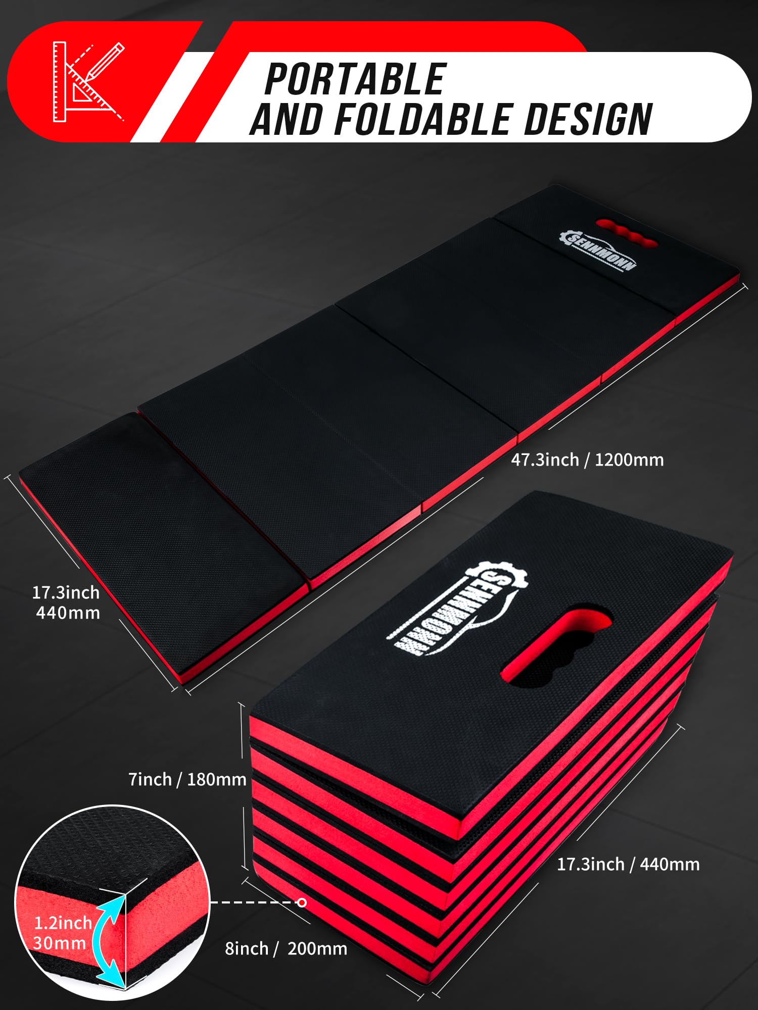 SENNMONN EVA foam kneeling pad with water-resistant surface