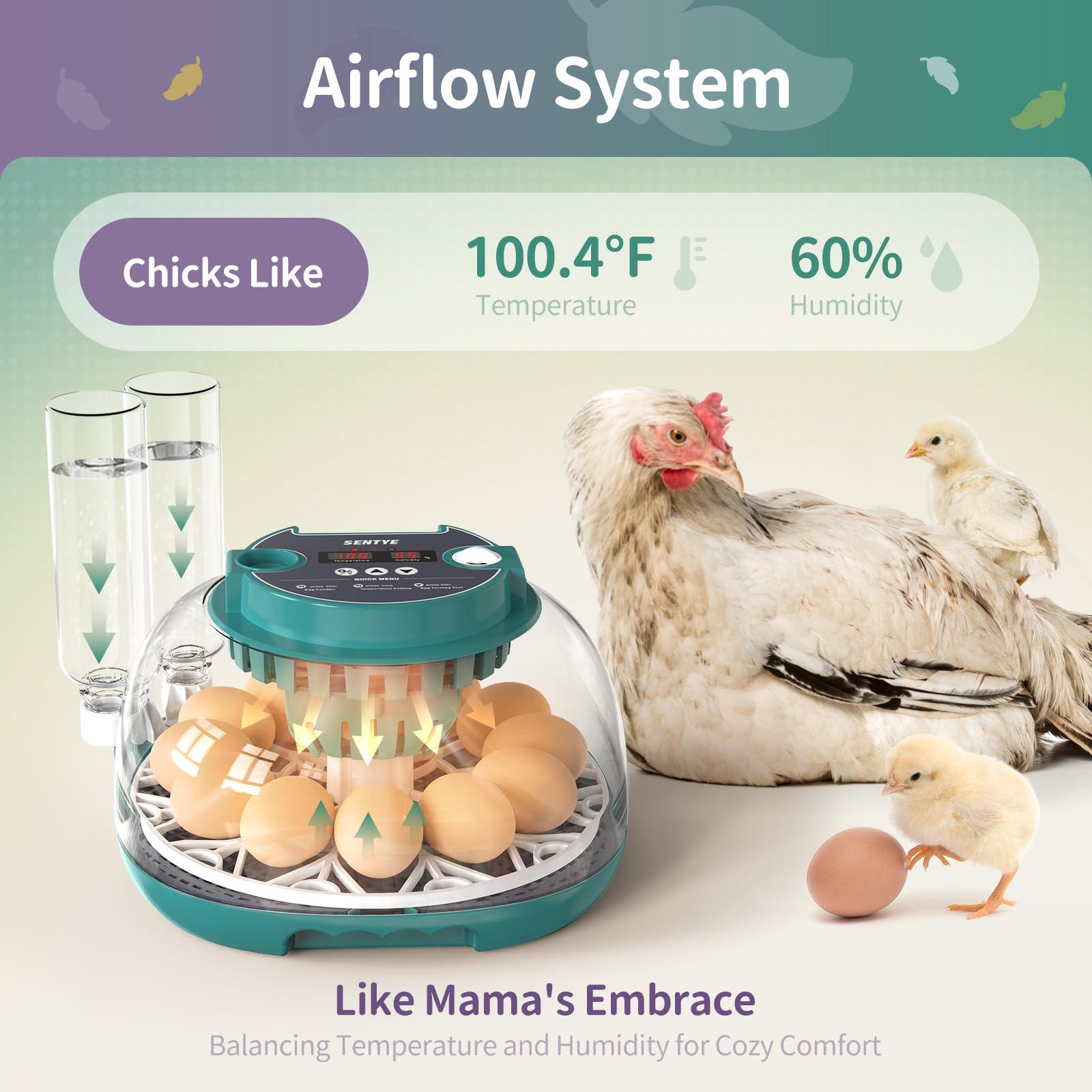 SENTYE egg-turner inside incubator rotates eggs for consistent hatch timing