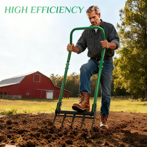 Senvert broad fork offers a wide working width for quicker bed prep.