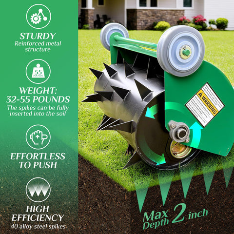 SENVERT Rolling Lawn Aerator drum weight detail with optional sand fill
