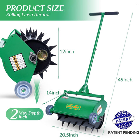 SENVERT Rolling Lawn Aerator handle attachment ready for setup