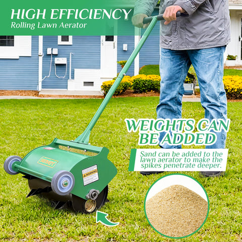 SENVERT Rolling Lawn Aerator spiral-spike tread for smooth rolling