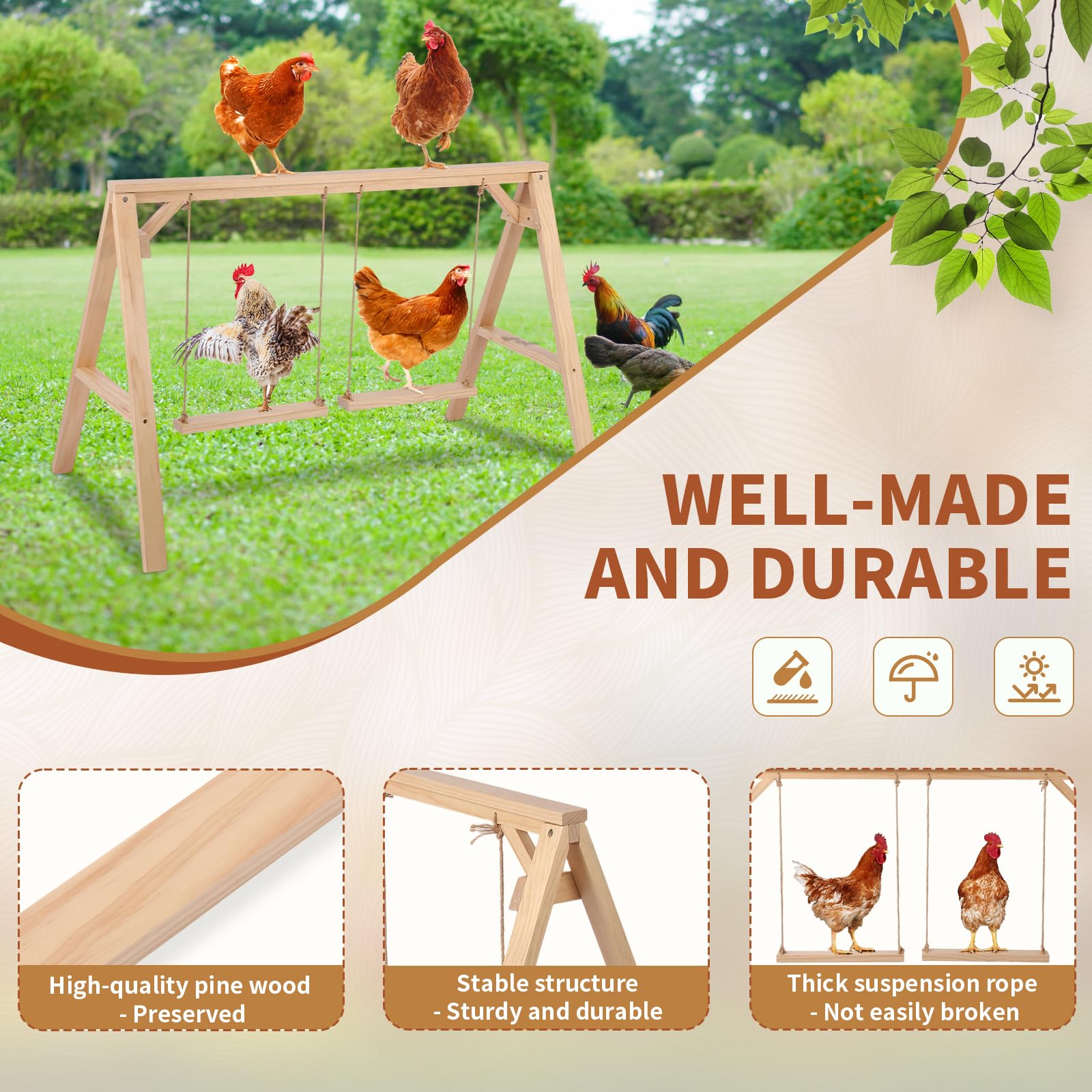 SENXILLER weather-resistant coop perch designed for durable outdoor use.