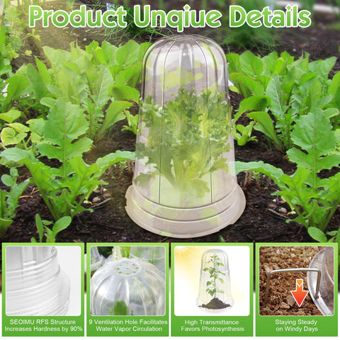 SEOIMU reinforced-structure garden cloche shows rugged, durable plant protection.