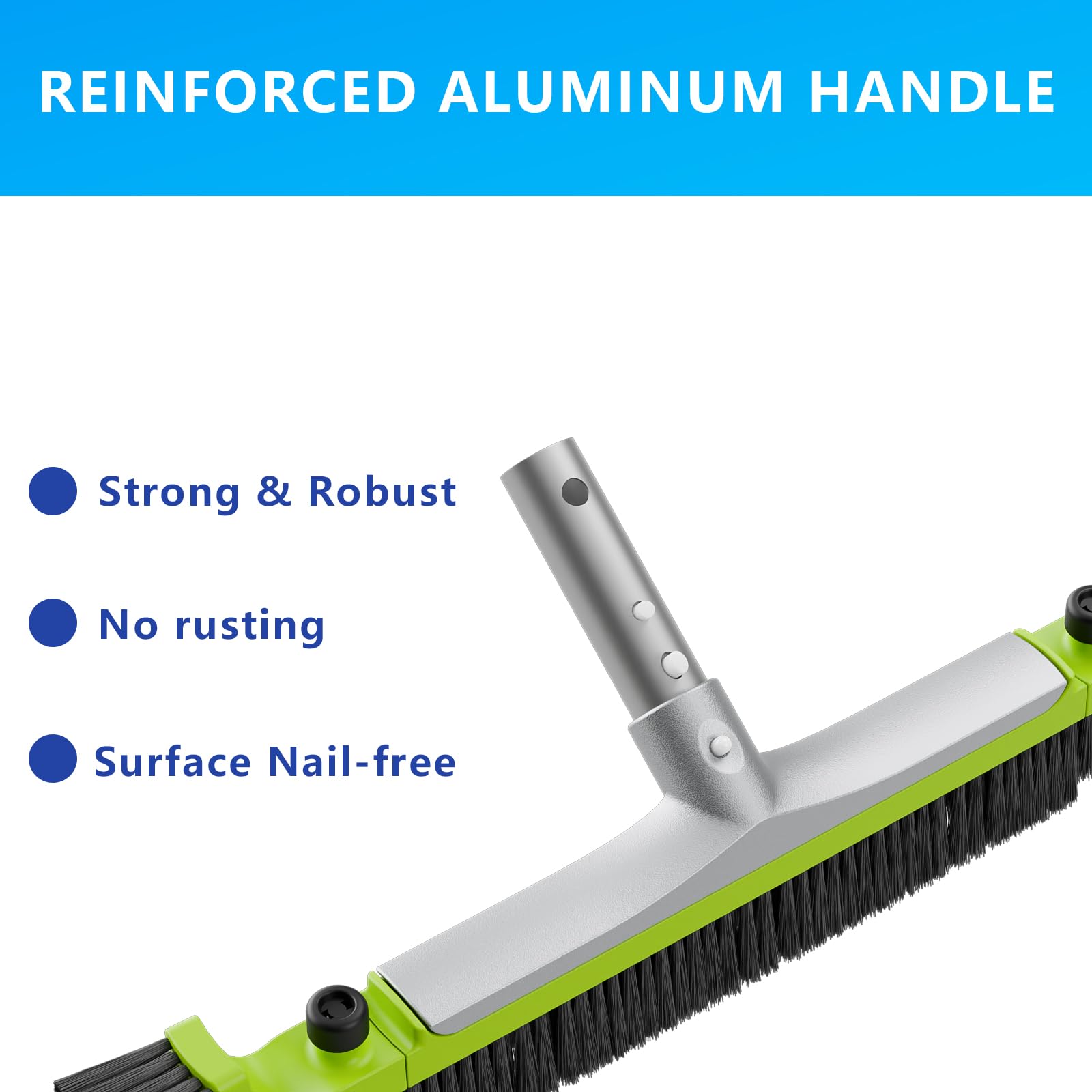 Sepetrel curved-edge design protects vinyl liners during scrubbing.