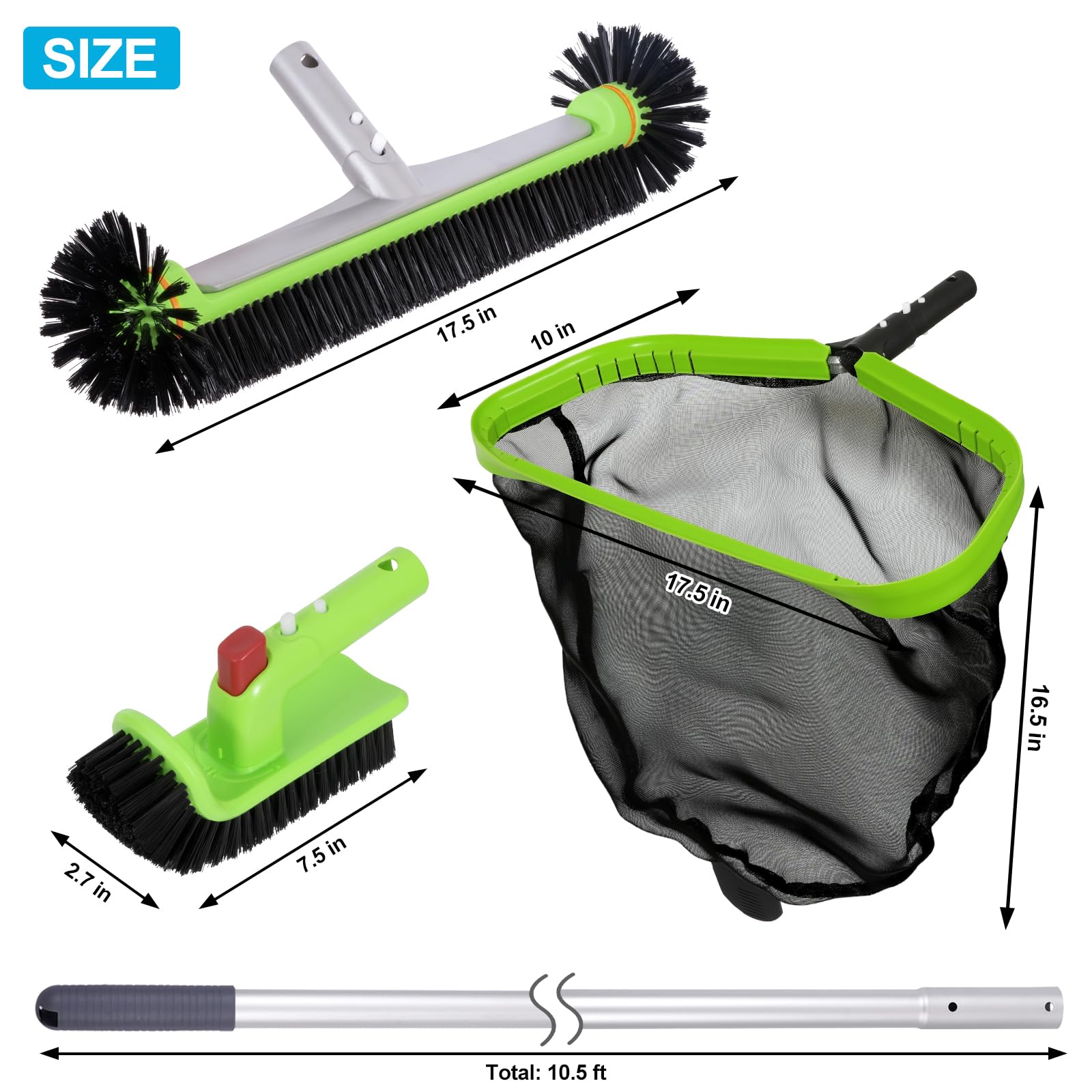 Sepetrel Deluxe 17.5-inch pool brush head reaches corners with hemispherical bristles.
