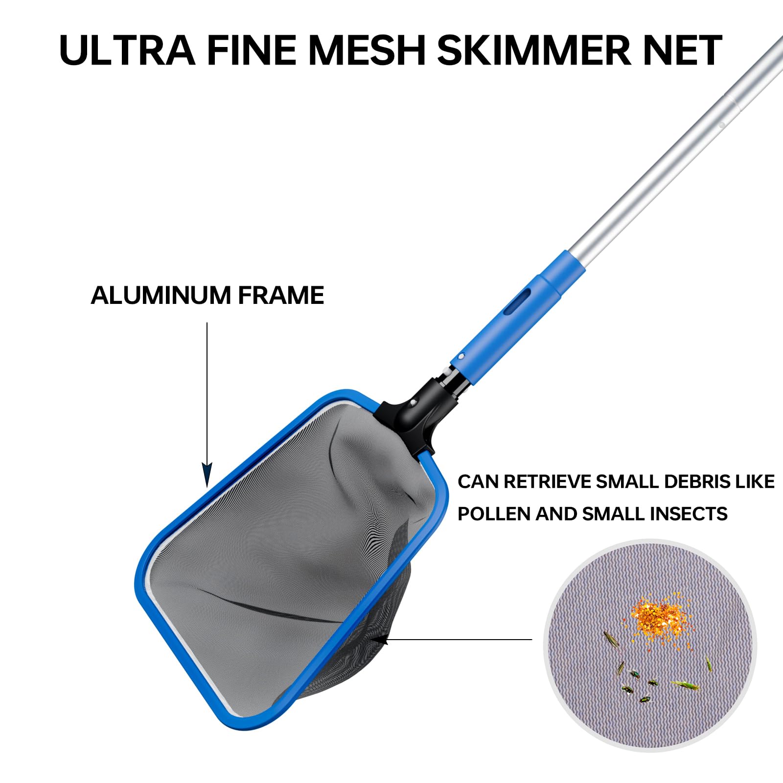 Sepetrel Deluxe aluminum frame net provides sturdy, long lasting debris capture