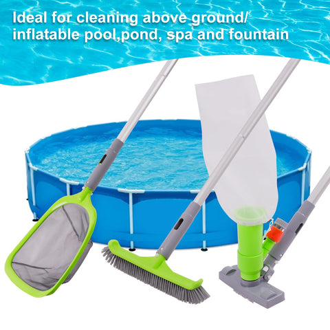 Sepetrel Deluxe complete cleaning kit laid out for above-ground pool setup