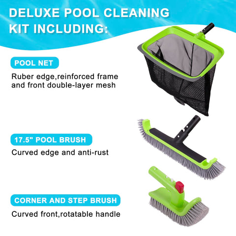 Sepetrel Deluxe 17.5-inch pool brush head cleans large areas quickly.