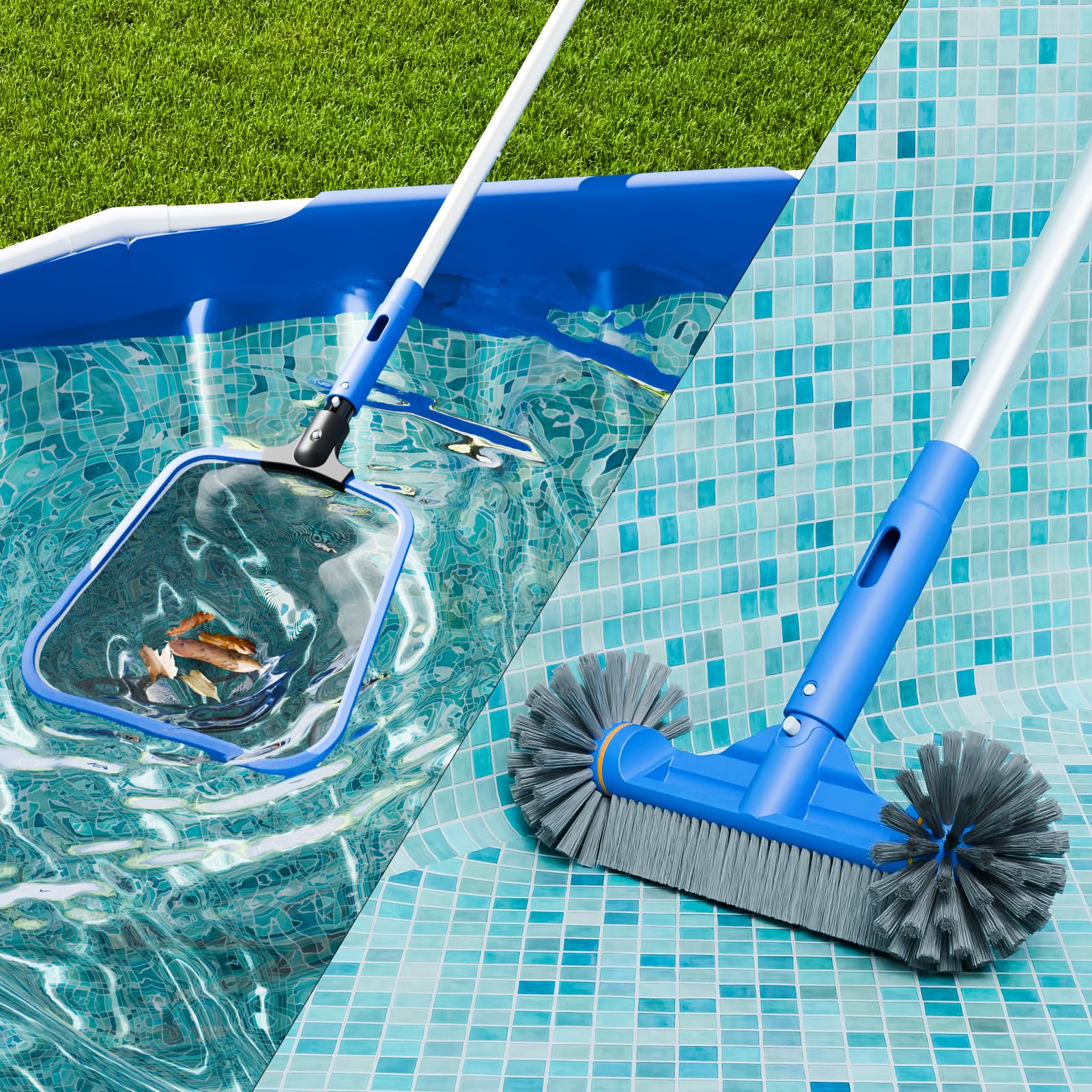 Sepetrel Deluxe pool cleaning kit setup enables versatile tool use