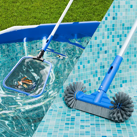 Sepetrel Deluxe pool cleaning kit setup enables versatile tool use