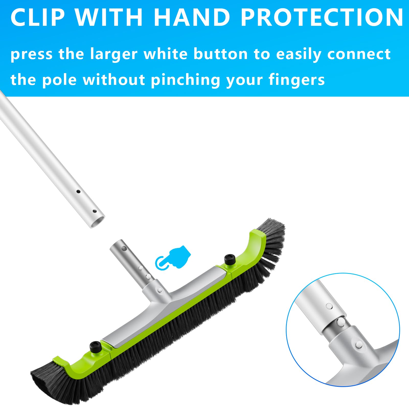 Sepetrel hand-protection clip prevents finger pinching during attachment.