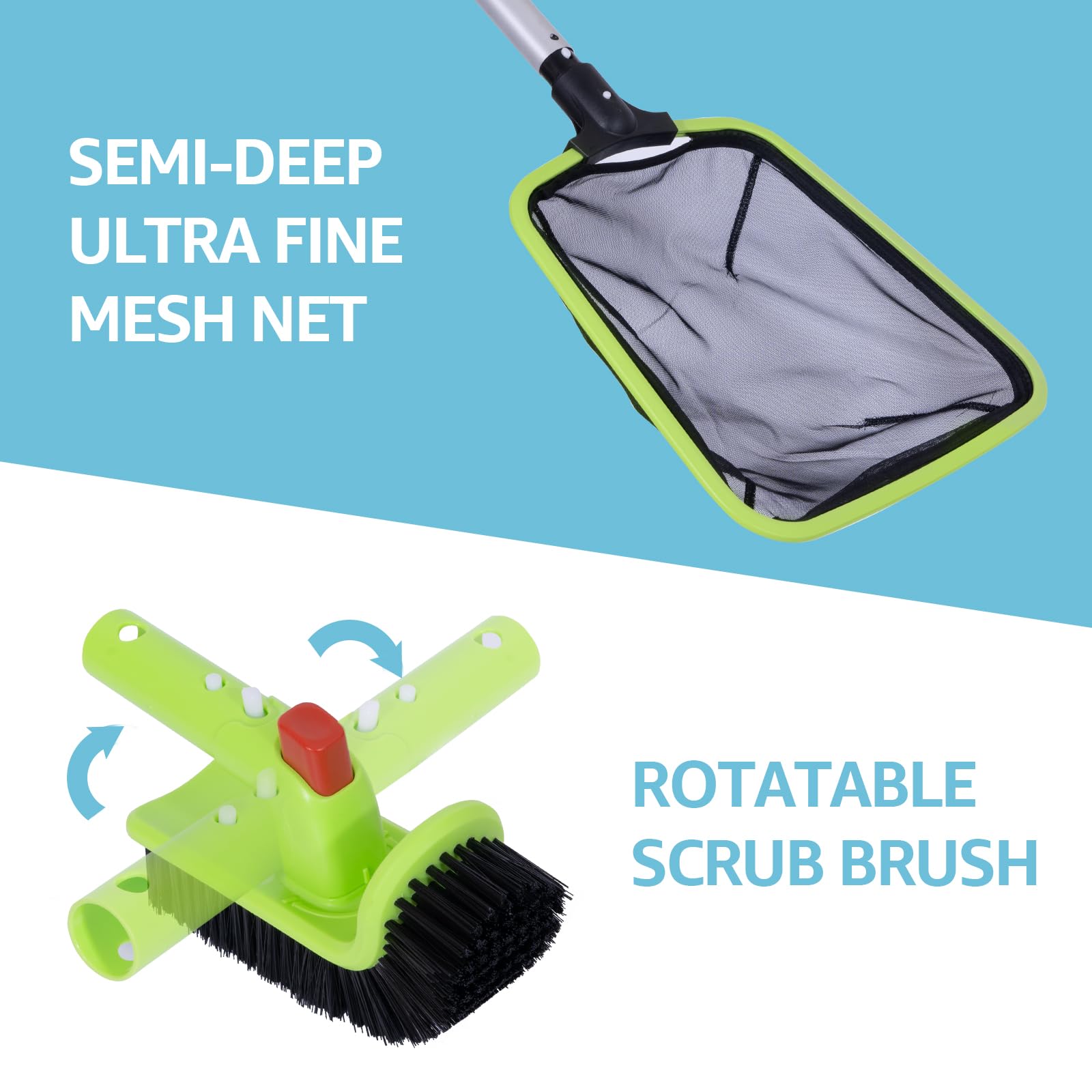 Sepetrel heavy-duty aluminum frame net stays sturdy during cleaning sessions.