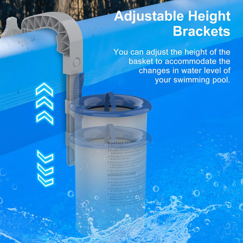 Sepetrel pool edge skimmer attached to pump skims debris automatically
