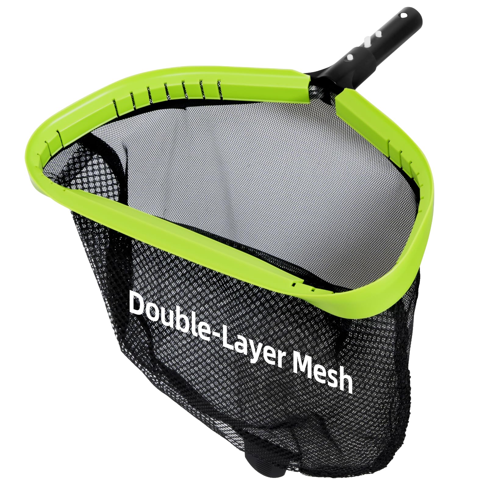 Sepetrel pool net with angled front lip for bottom debris pickup