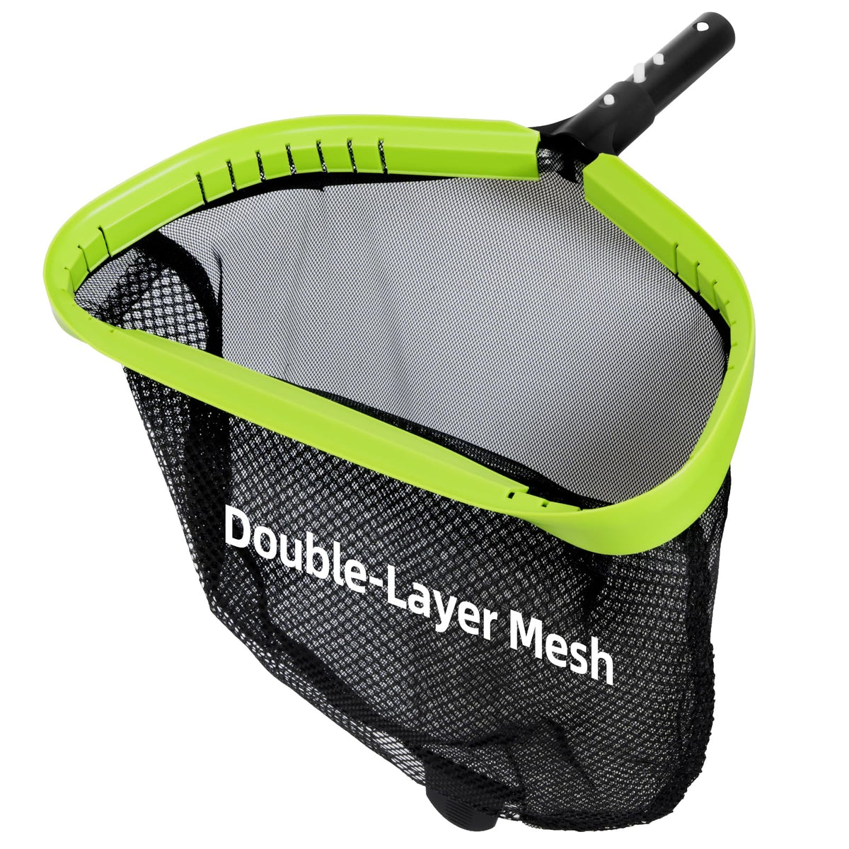 Sepetrel pool net with angled front lip for bottom debris pickup