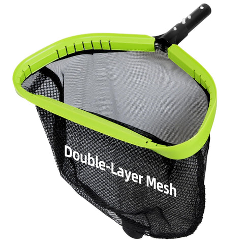 Sepetrel pool net with angled front lip for bottom debris pickup