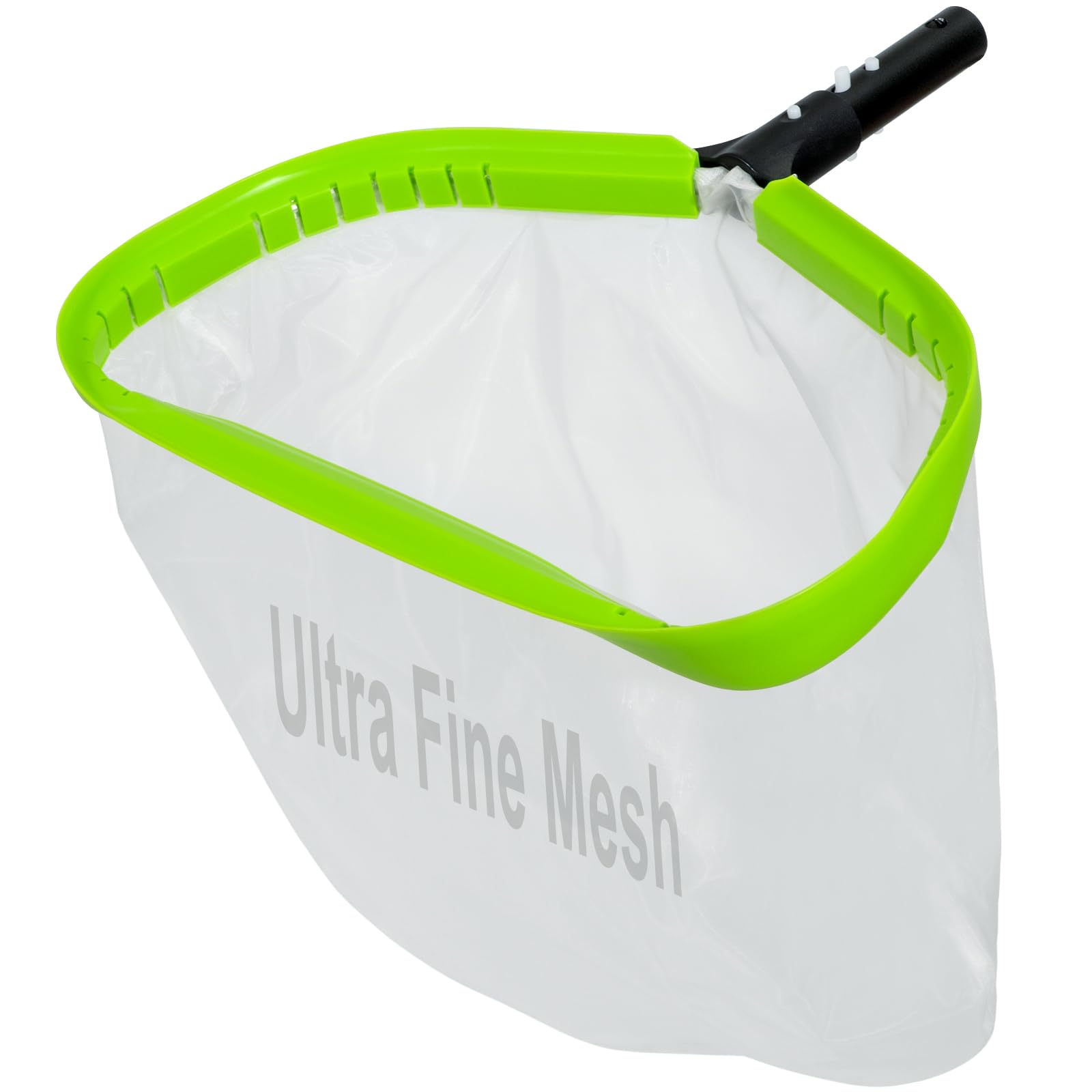 Sepetrel pool net with angled front lip for easy bottom debris pickup.