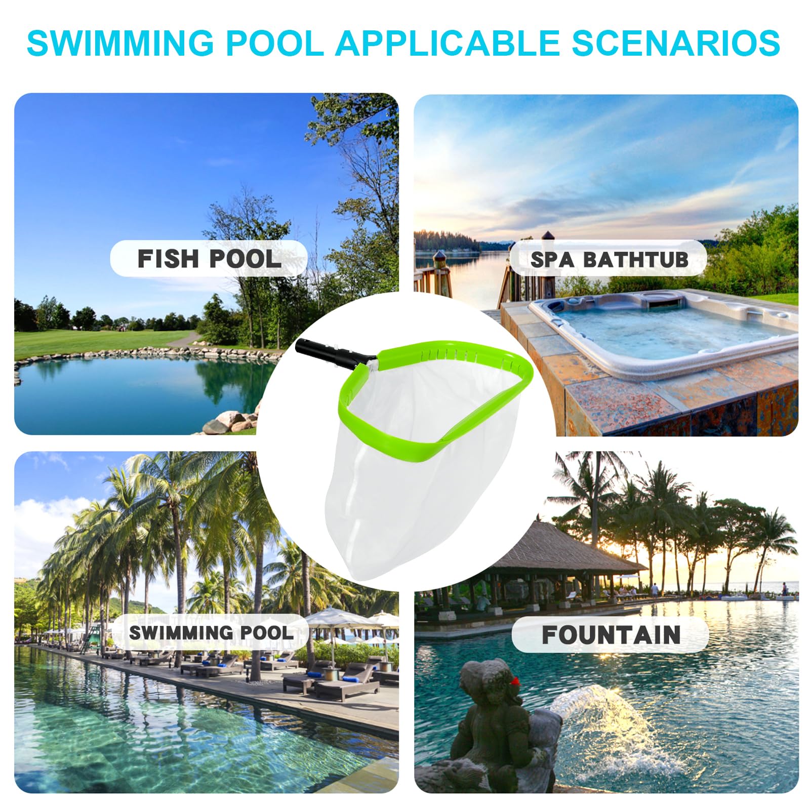 Sepetrel pool net image notes pole not included in packaging.