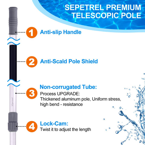 Sepetrel pool pole anti-scald grip being held securely
