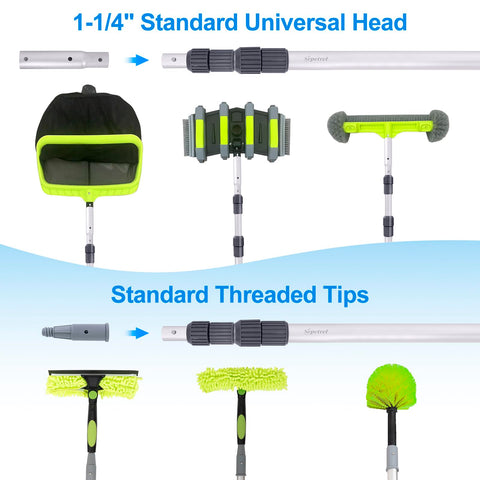 Sepetrel pool pole showing threaded tips included for versatility