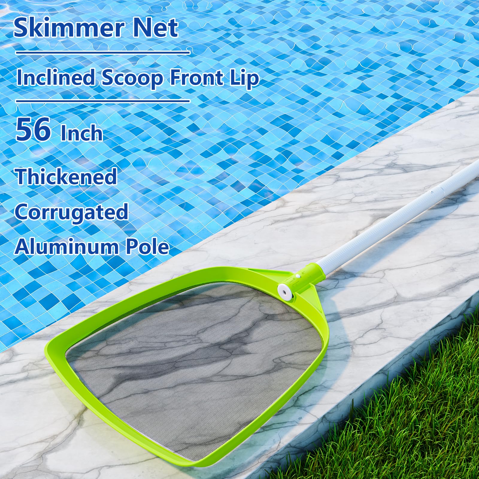 Sepetrel skimmer net with locking design to stay secure during cleaning