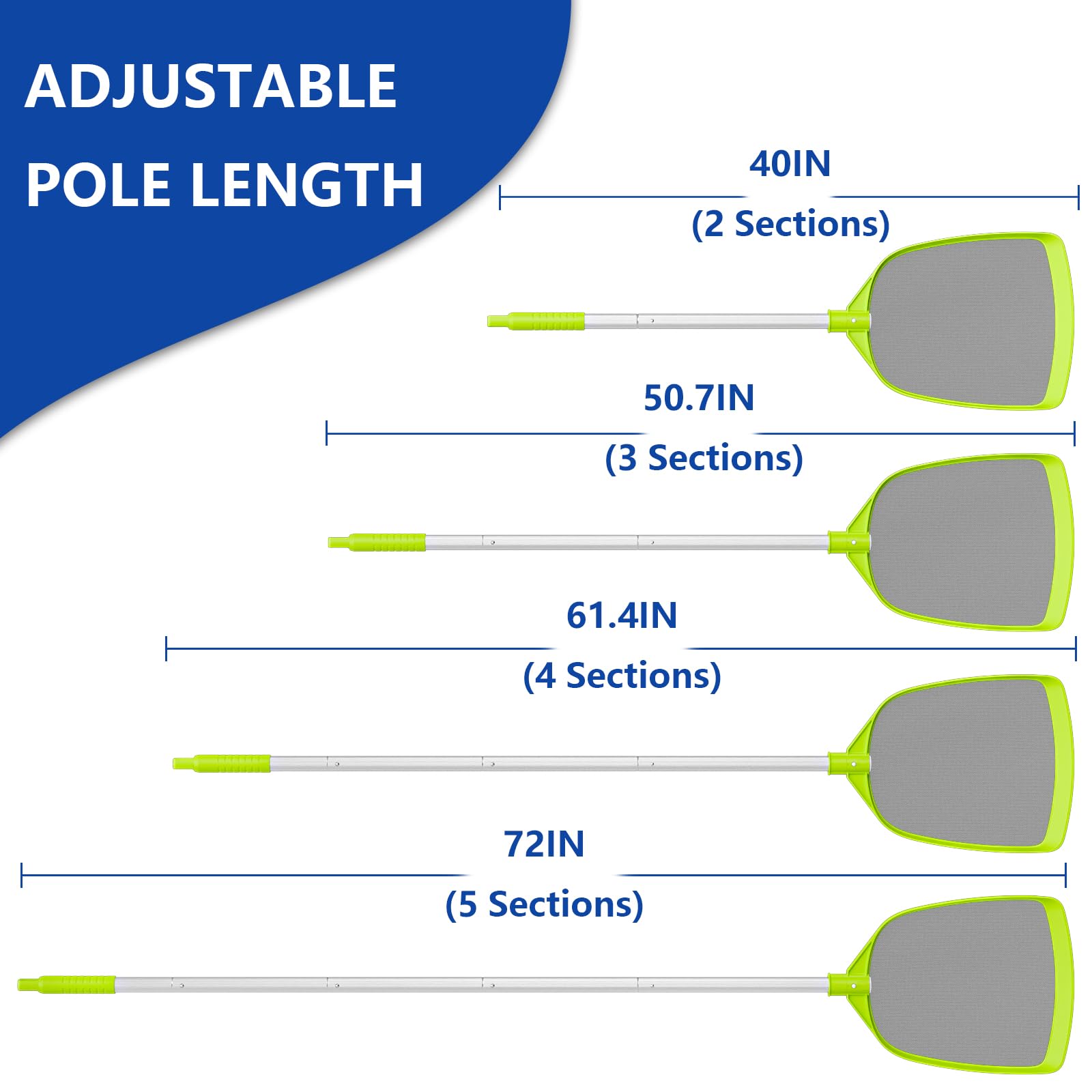Sepetrel thickened aluminum pole adds durable reach for pond and pool tasks