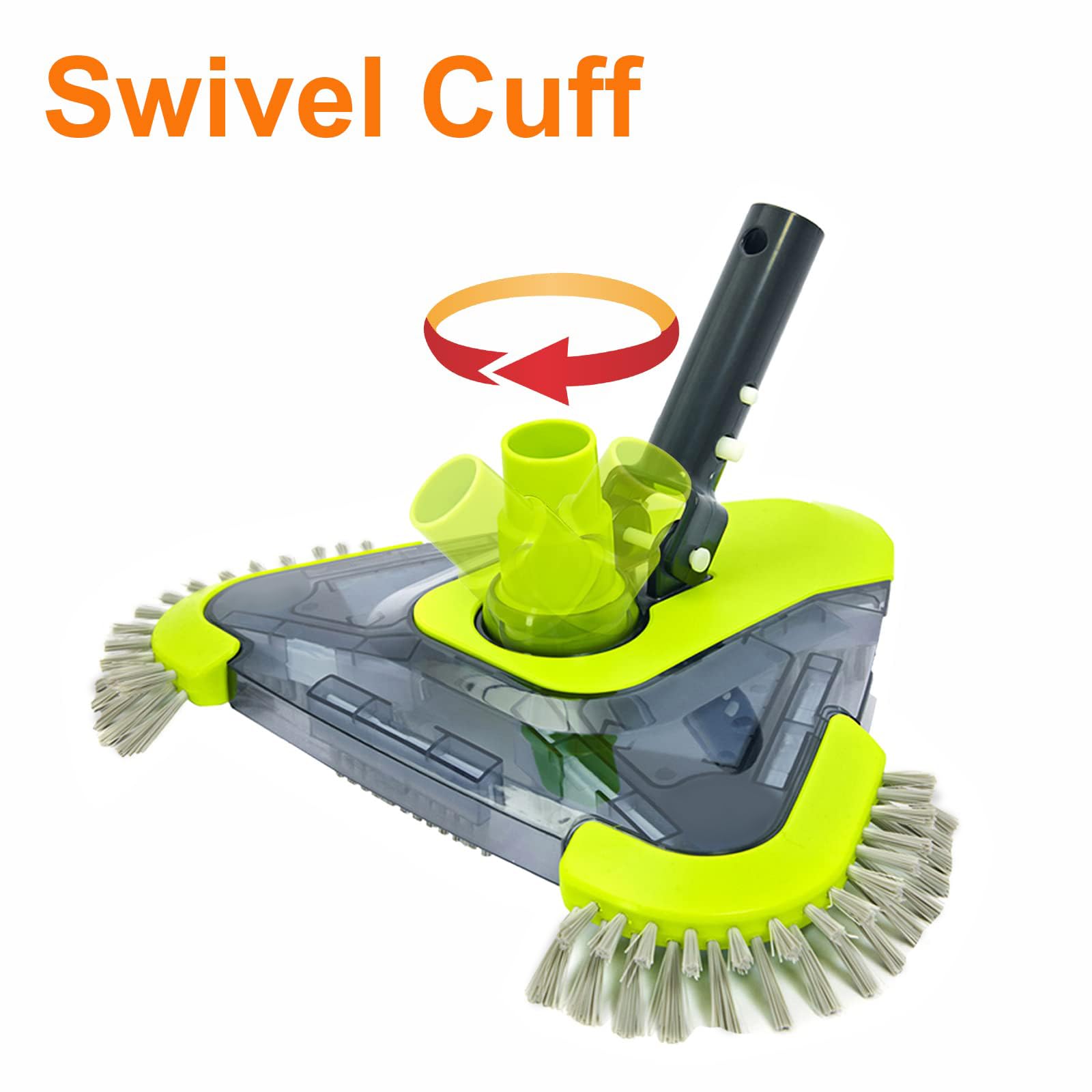 Sepetrel vacuum head with universal rotatable hose adapter reduces hose kinks