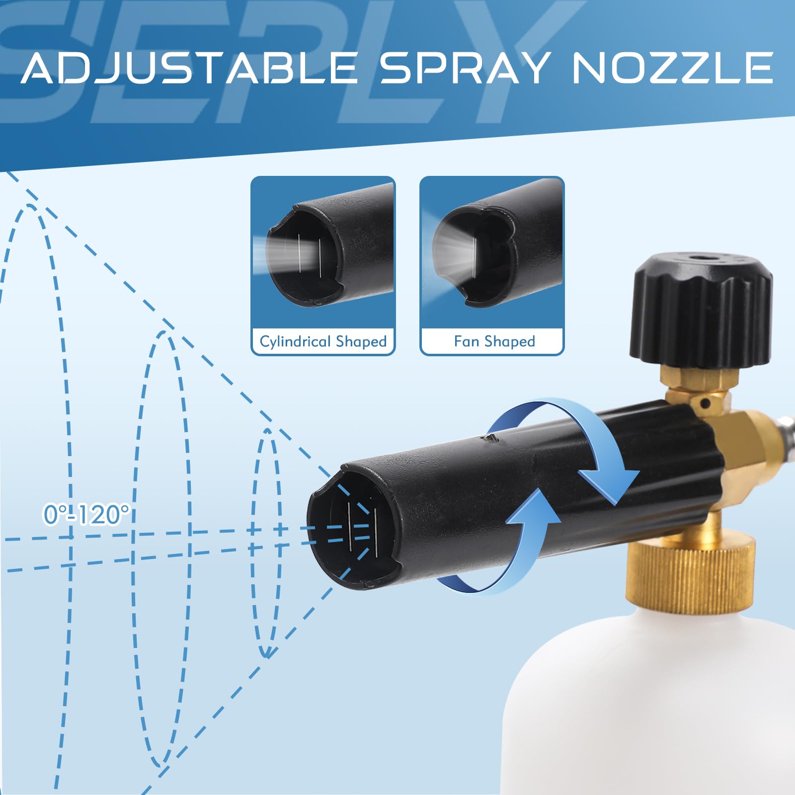 SEPLY adjustable foam output for thicker suds or lighter rinse to suit surfaces.