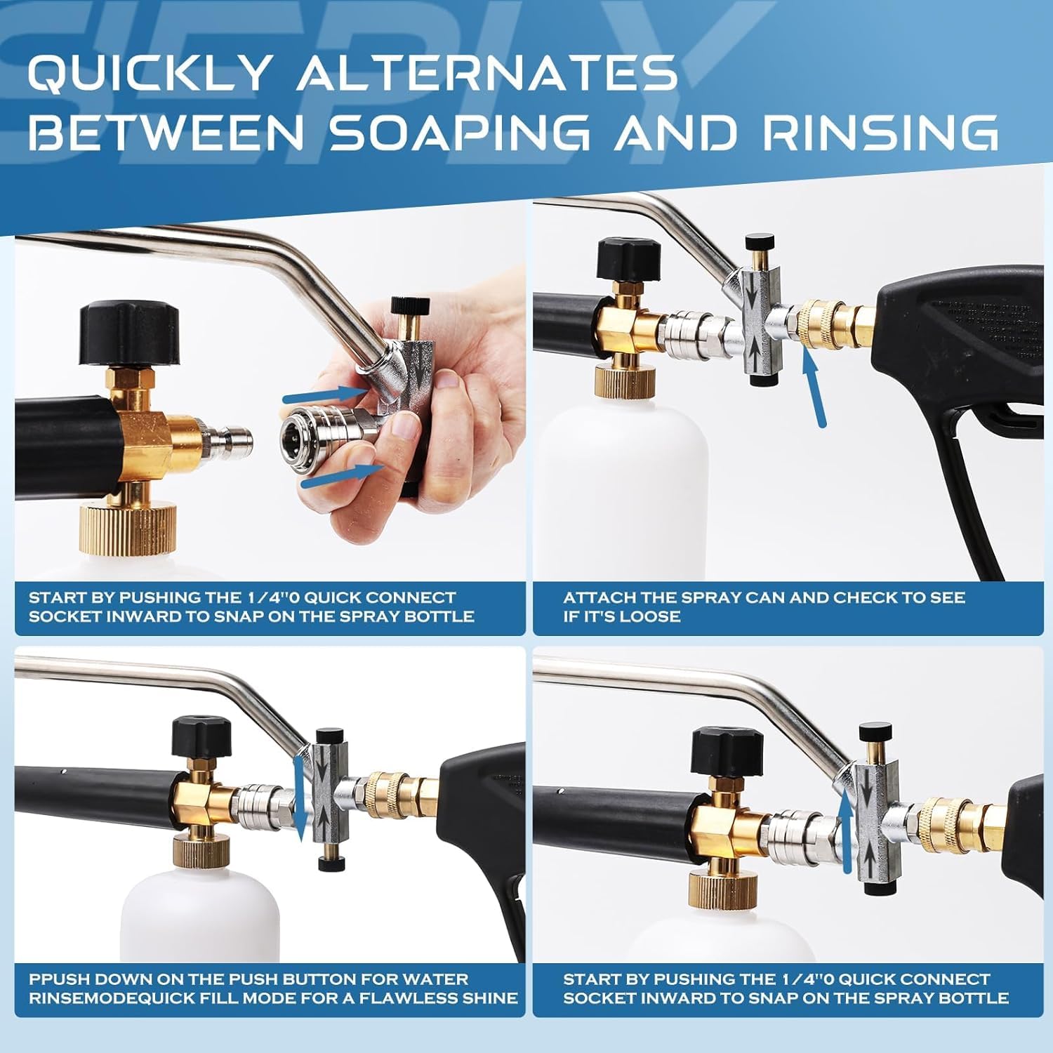 SEPLY brass and stainless construction ensuring rust resistance during high pressure use