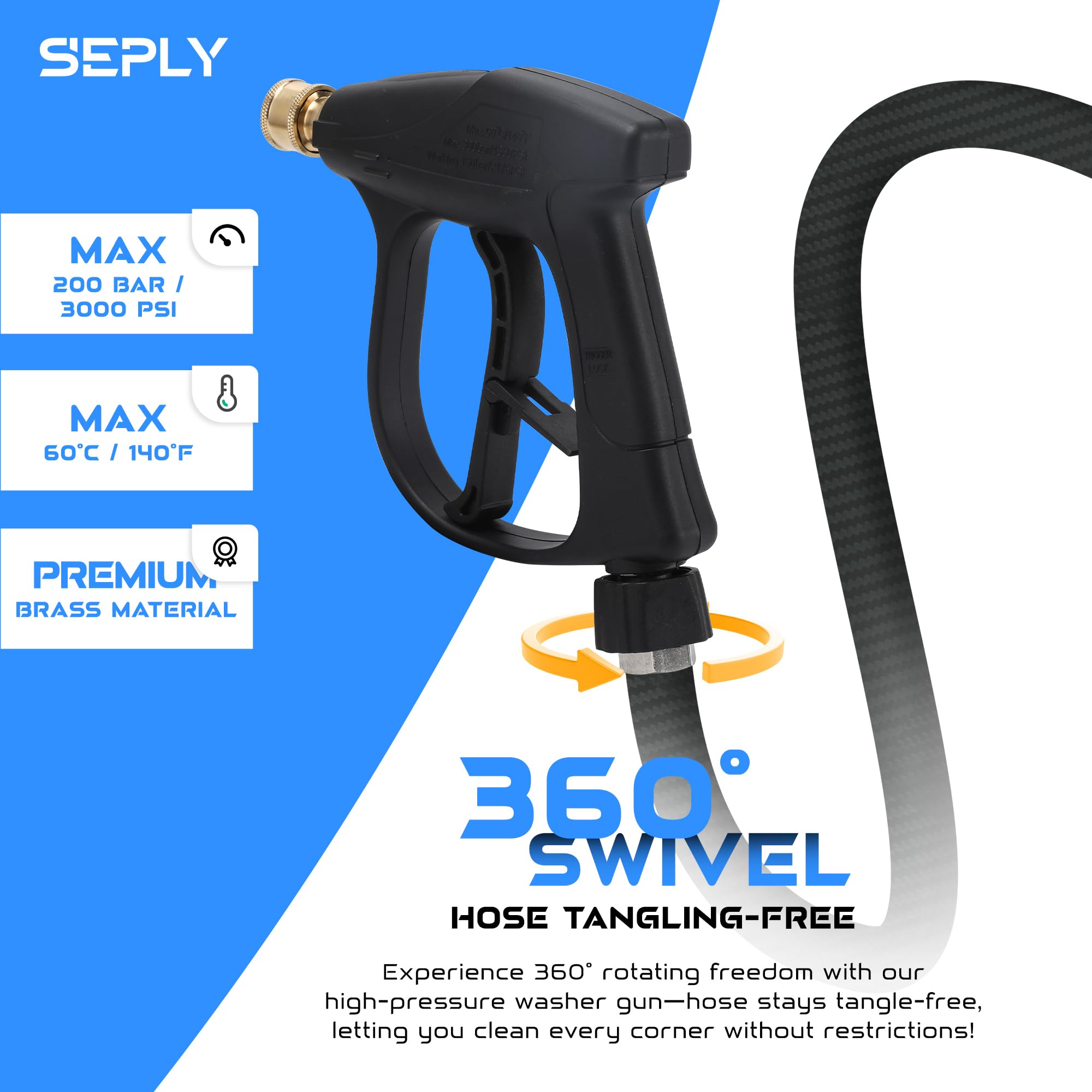 SEPLY button nose nozzle designed for deep blasting into clogs.
